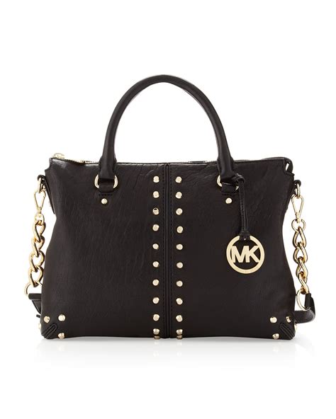 michael kors black handbag with gold hardware|Michael Kors black hand bag.